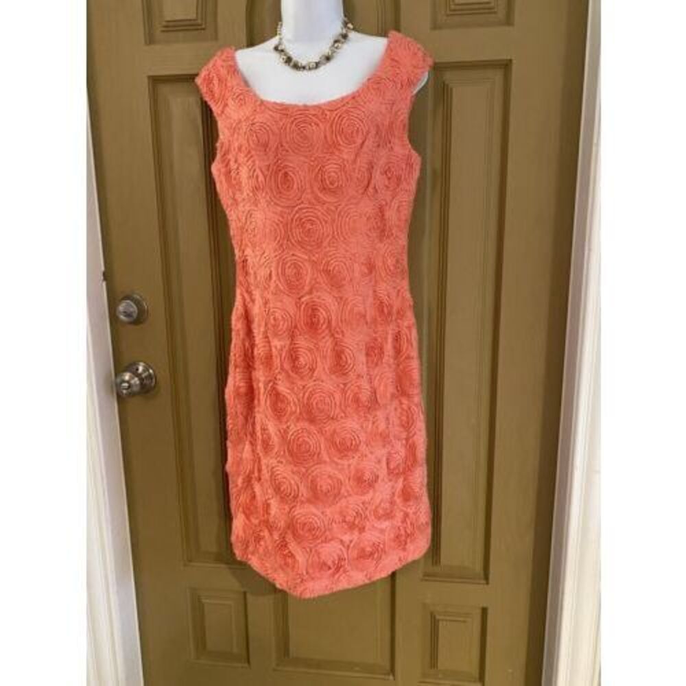 Adrianna Papell Pink Lifted Rose Sleeveless Dress BEAUTIFUL SIZE 4 - Picture 4 of 11
